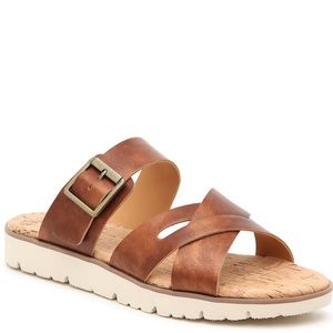 KORKS Women Monterey Brown Open Toe Slide Sandals